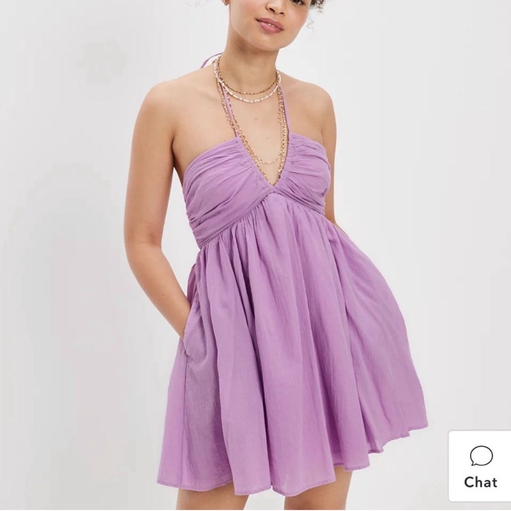 NWT American Eagle Outfitters Rouched Halter Mini Dress